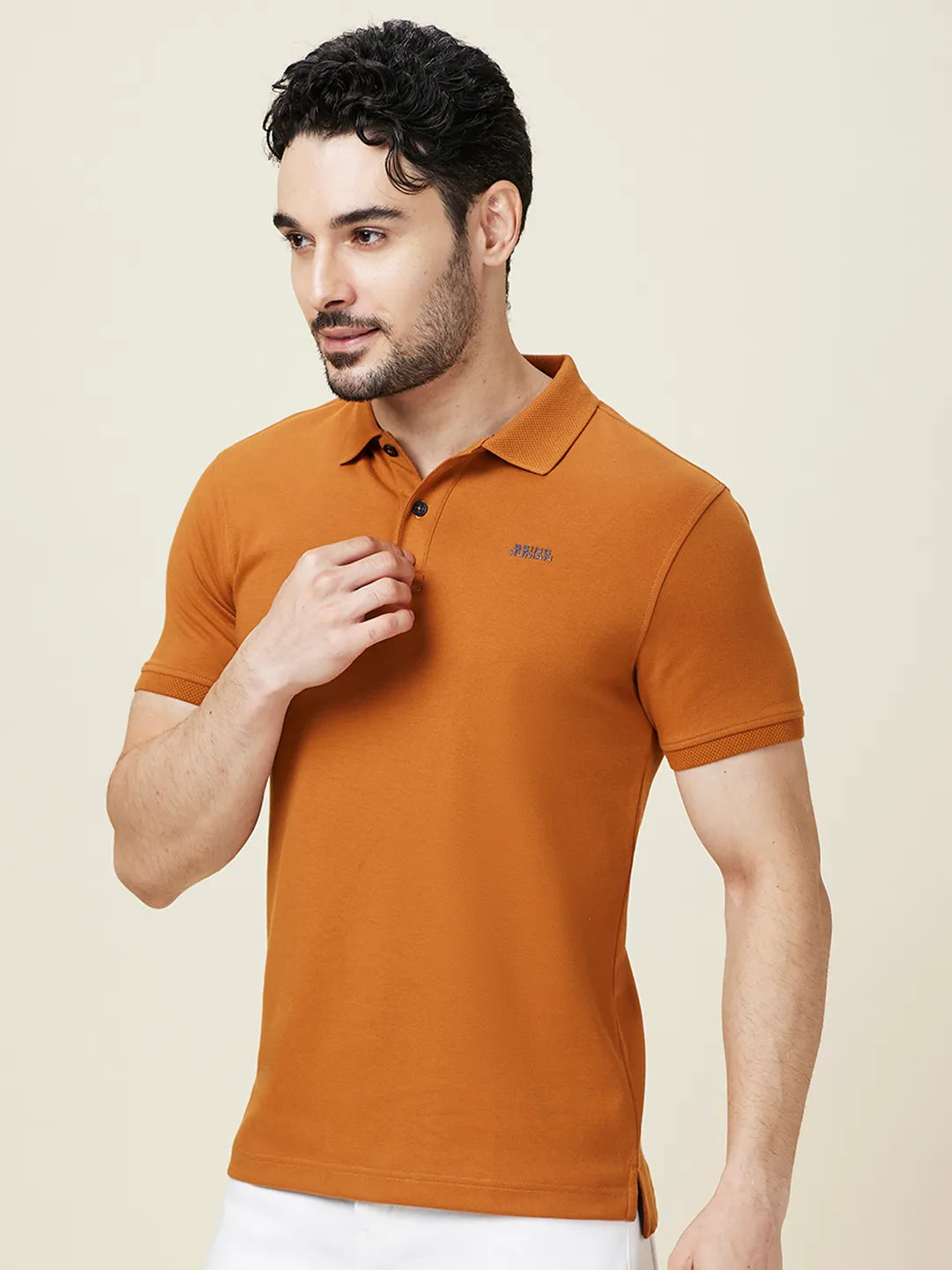 Being Human Clothing Men Brown Solid Polo Neck T-Shirt