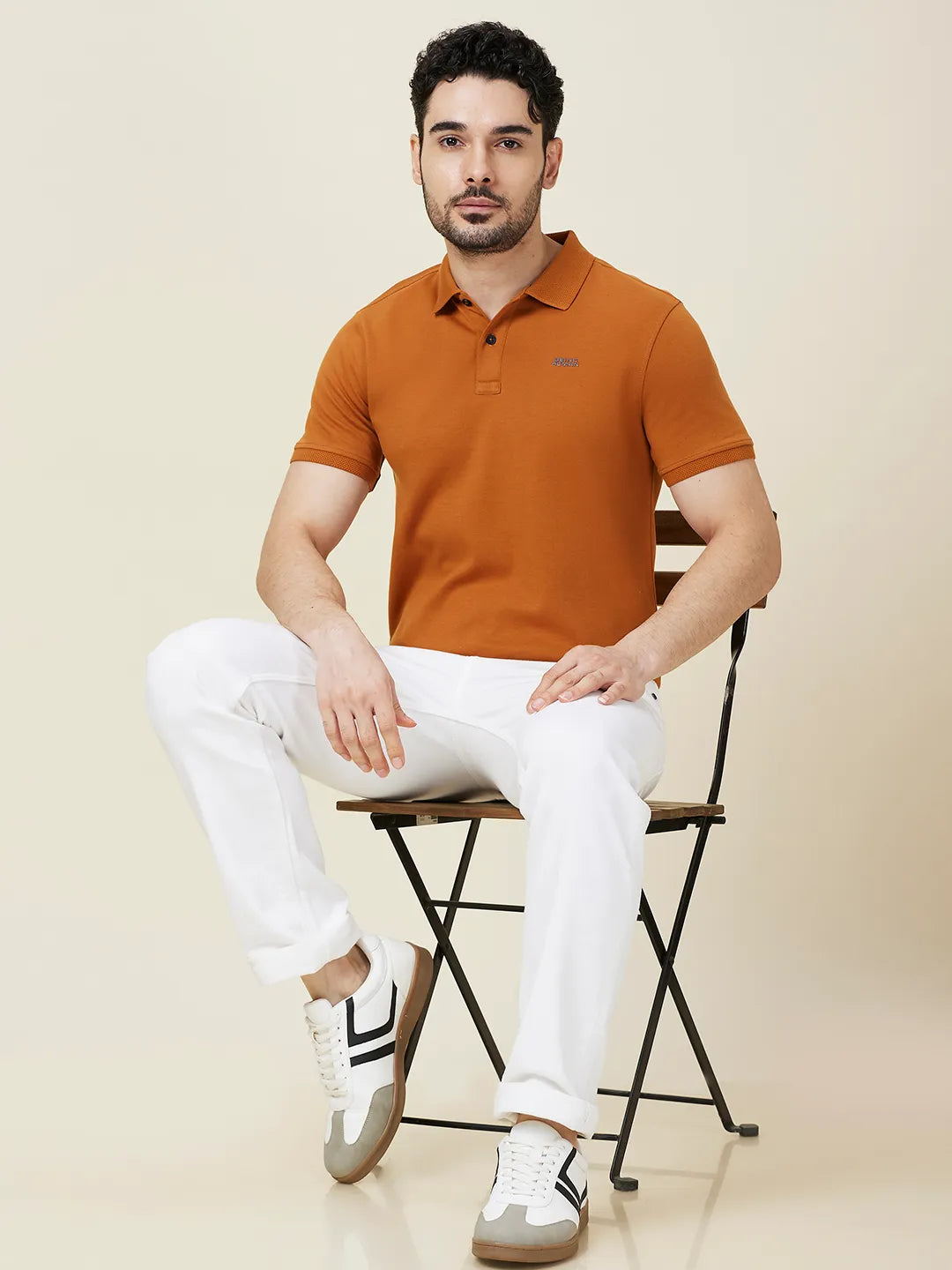 Being Human Clothing Men Brown Solid Polo Neck T-Shirt