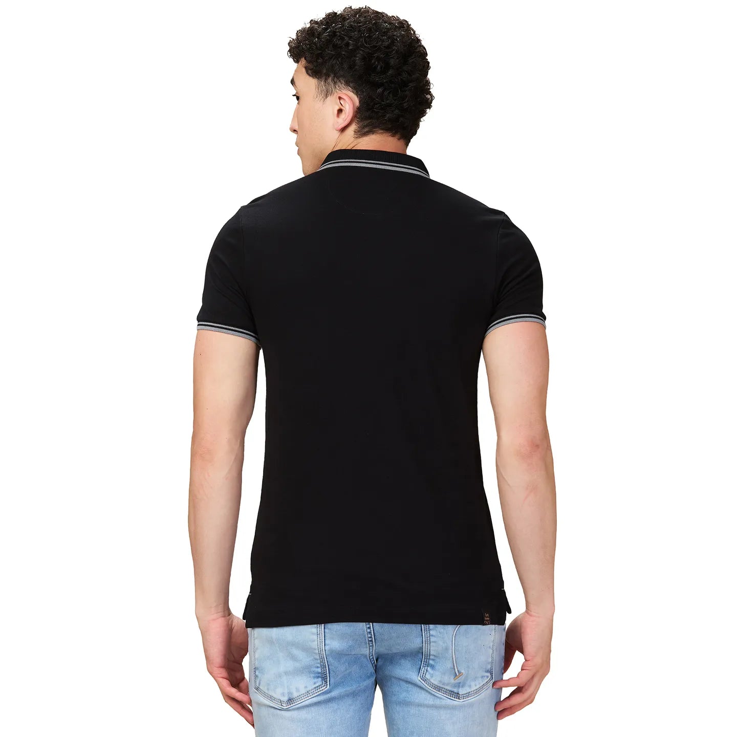 Being Human Clothing Men Black Solid Polo Neck T-Shirt