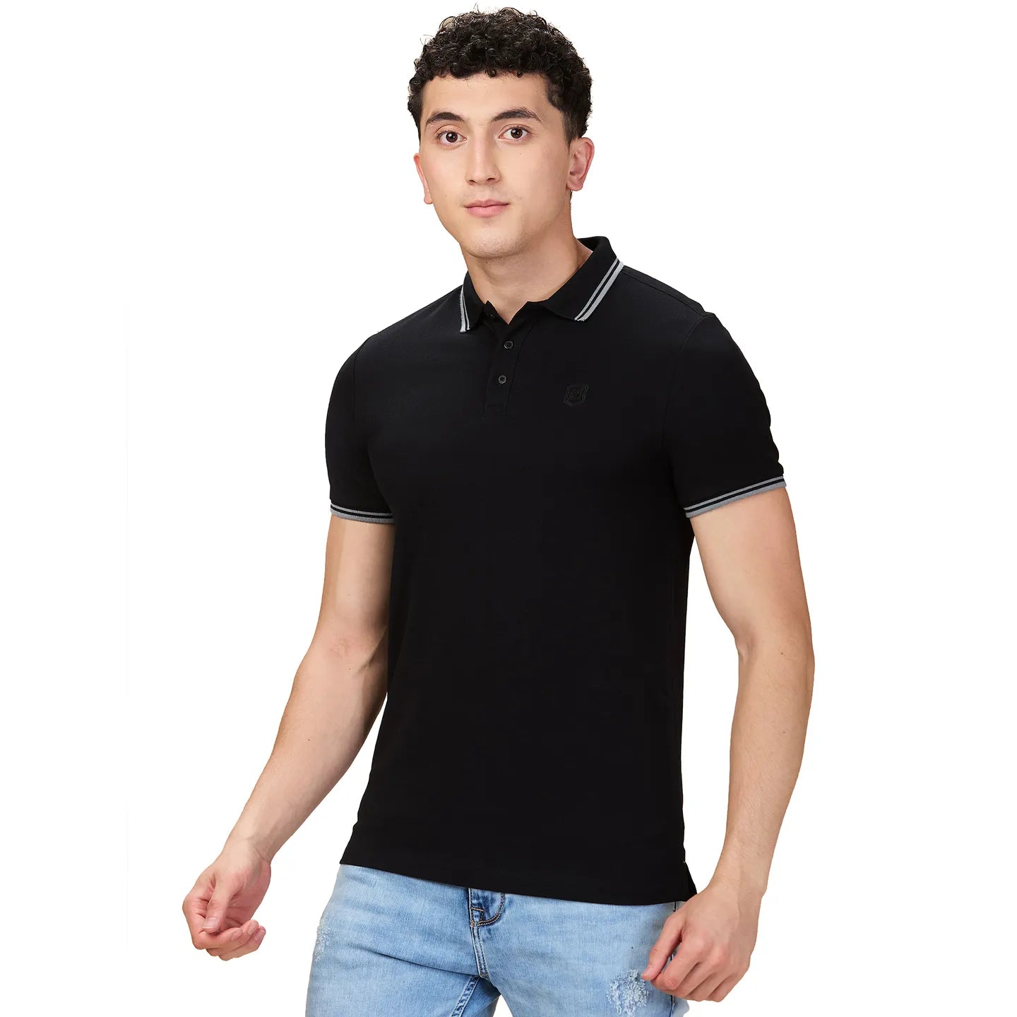 Being Human Clothing Men Black Solid Polo Neck T-Shirt