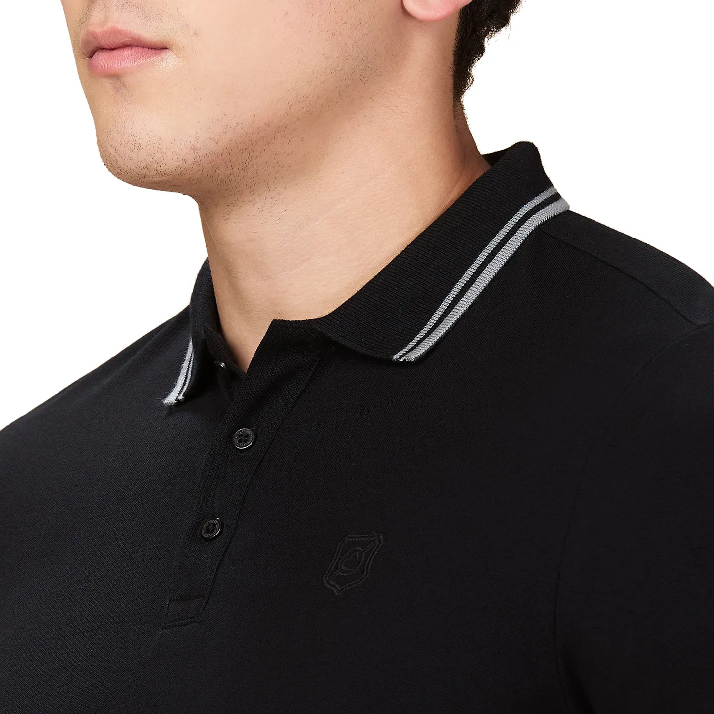 Being Human Clothing Men Black Solid Polo Neck T-Shirt