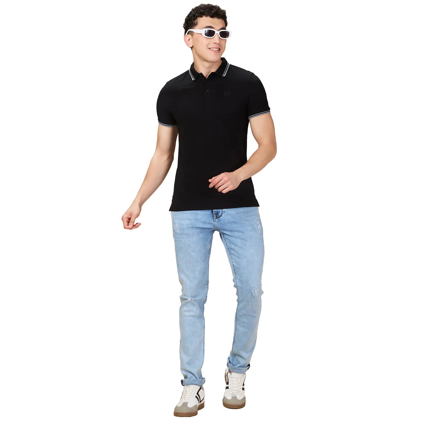 Being Human Clothing Men Black Solid Polo Neck T-Shirt