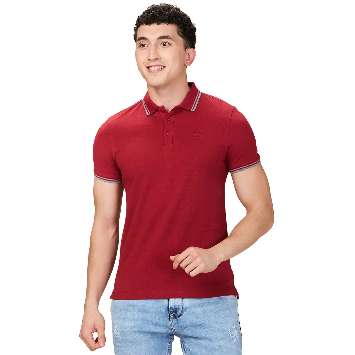Maroon Regular Fit Men's Polo T-Shirt by Being Human Clothing