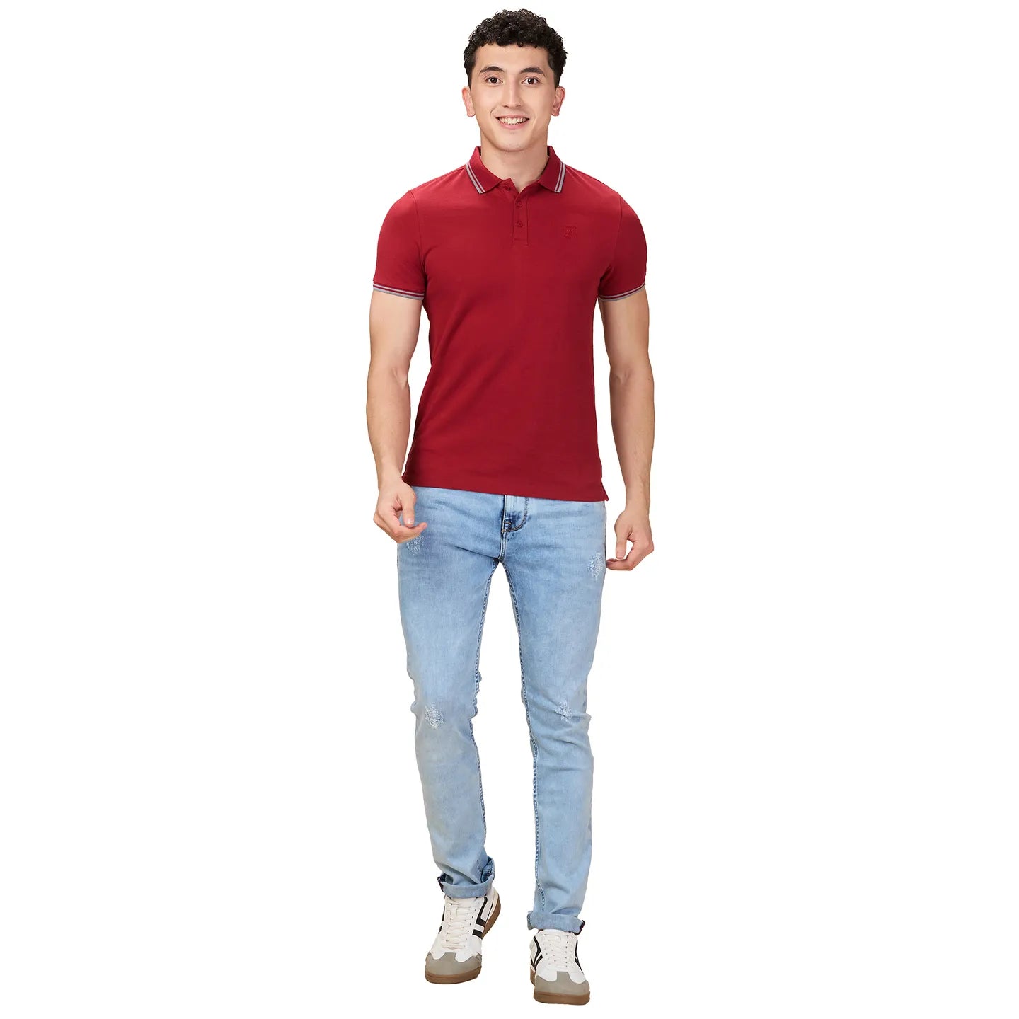 Maroon Regular Fit Men's Polo T-Shirt by Being Human Clothing