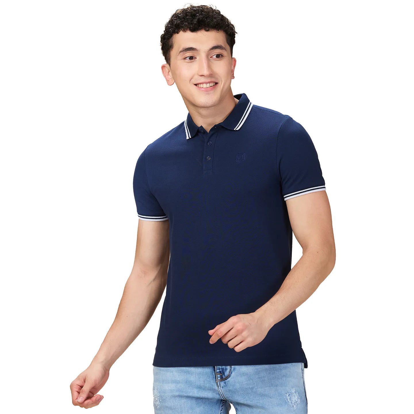 Being Human Clothing Men Blue Solid Polo Neck T-Shirt