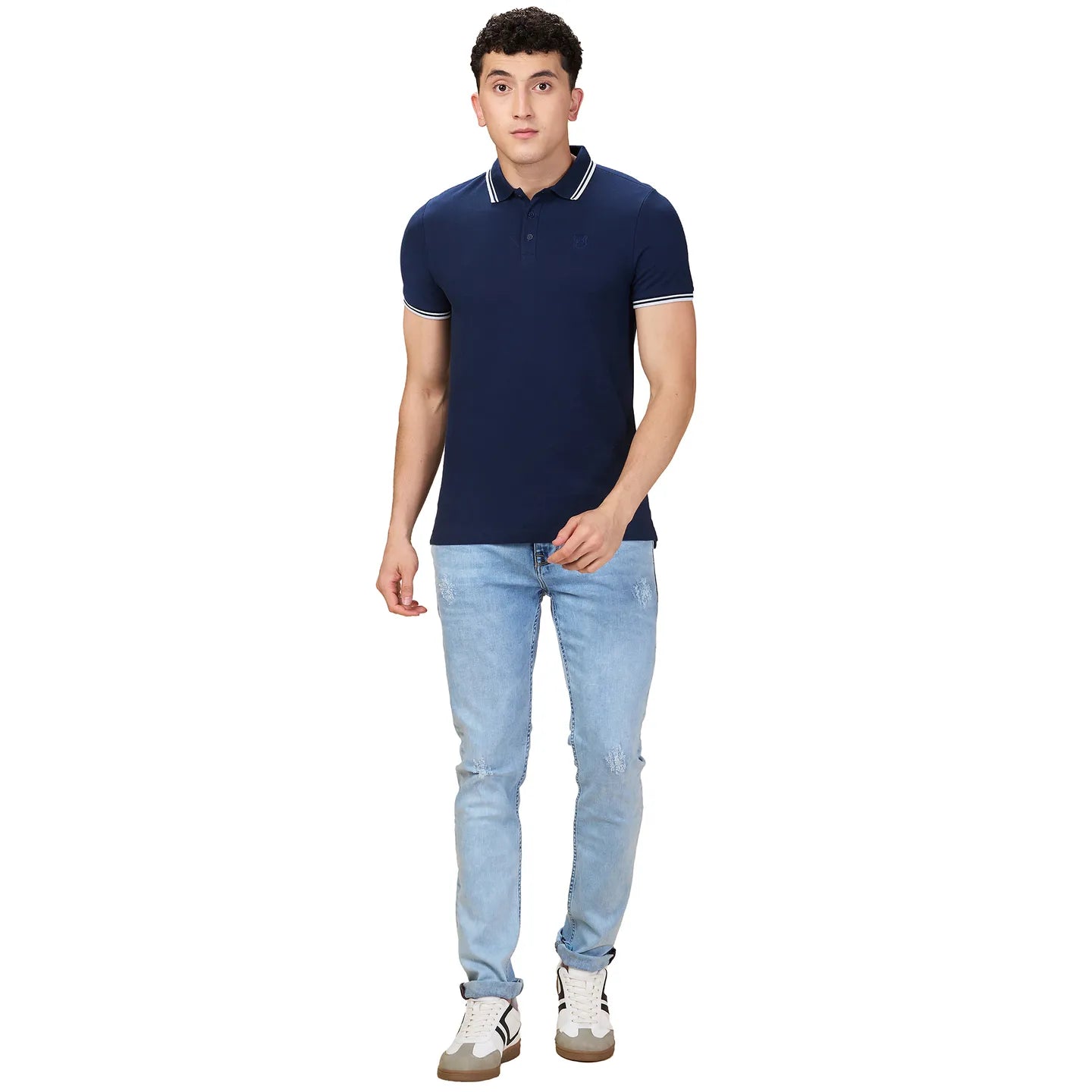 Being Human Clothing Men Blue Solid Polo Neck T-Shirt