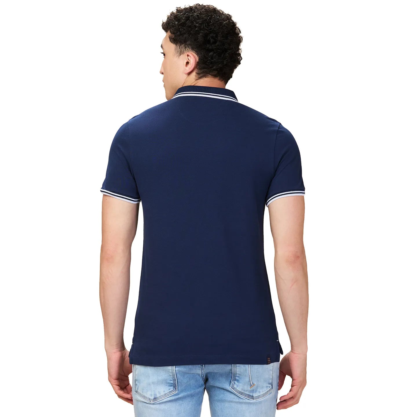 Being Human Clothing Men Blue Solid Polo Neck T-Shirt