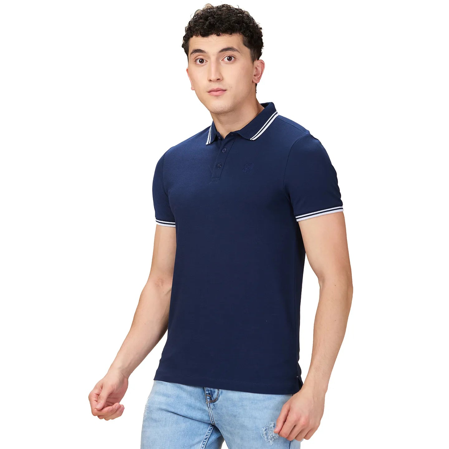 Being Human Clothing Men Blue Solid Polo Neck T-Shirt