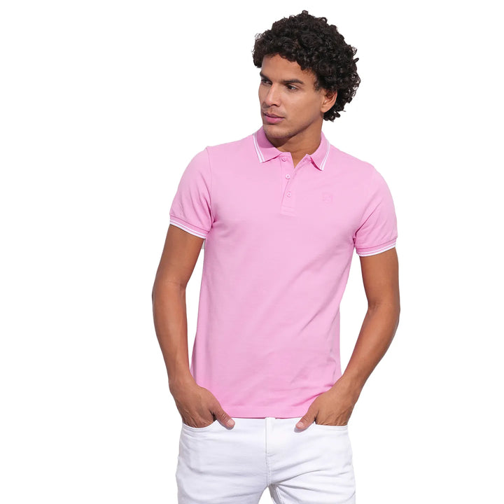 Pink Regular Fit Men's Polo T-Shirt by Being Human Clothing