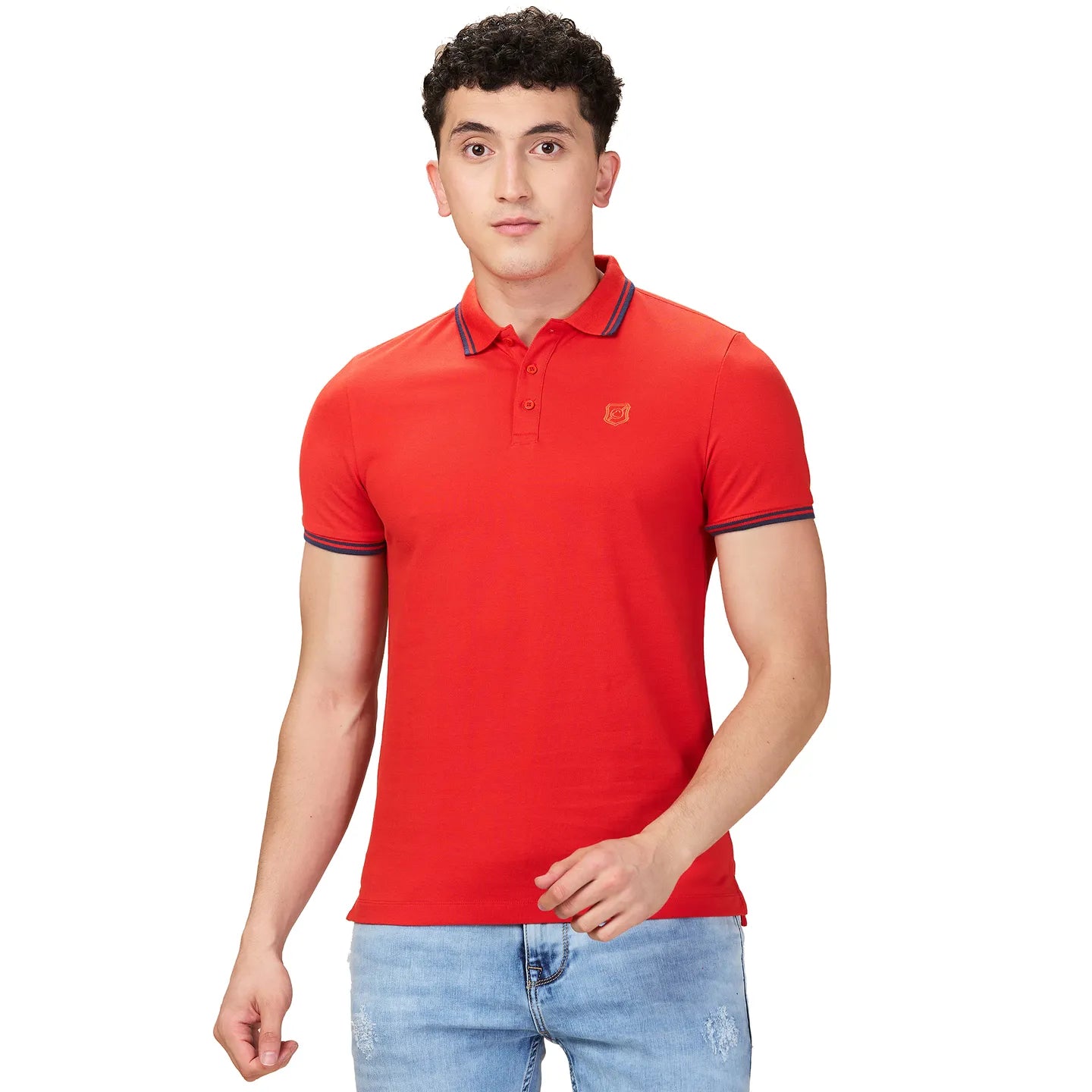 Being Human Clothing Men Red Solid Polo Neck T-Shirt