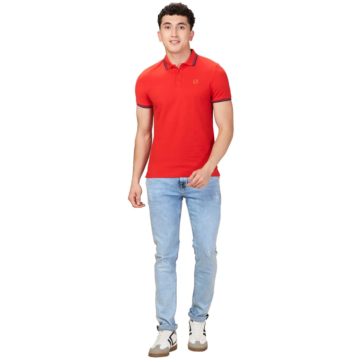 Being Human Clothing Men Red Solid Polo Neck T-Shirt