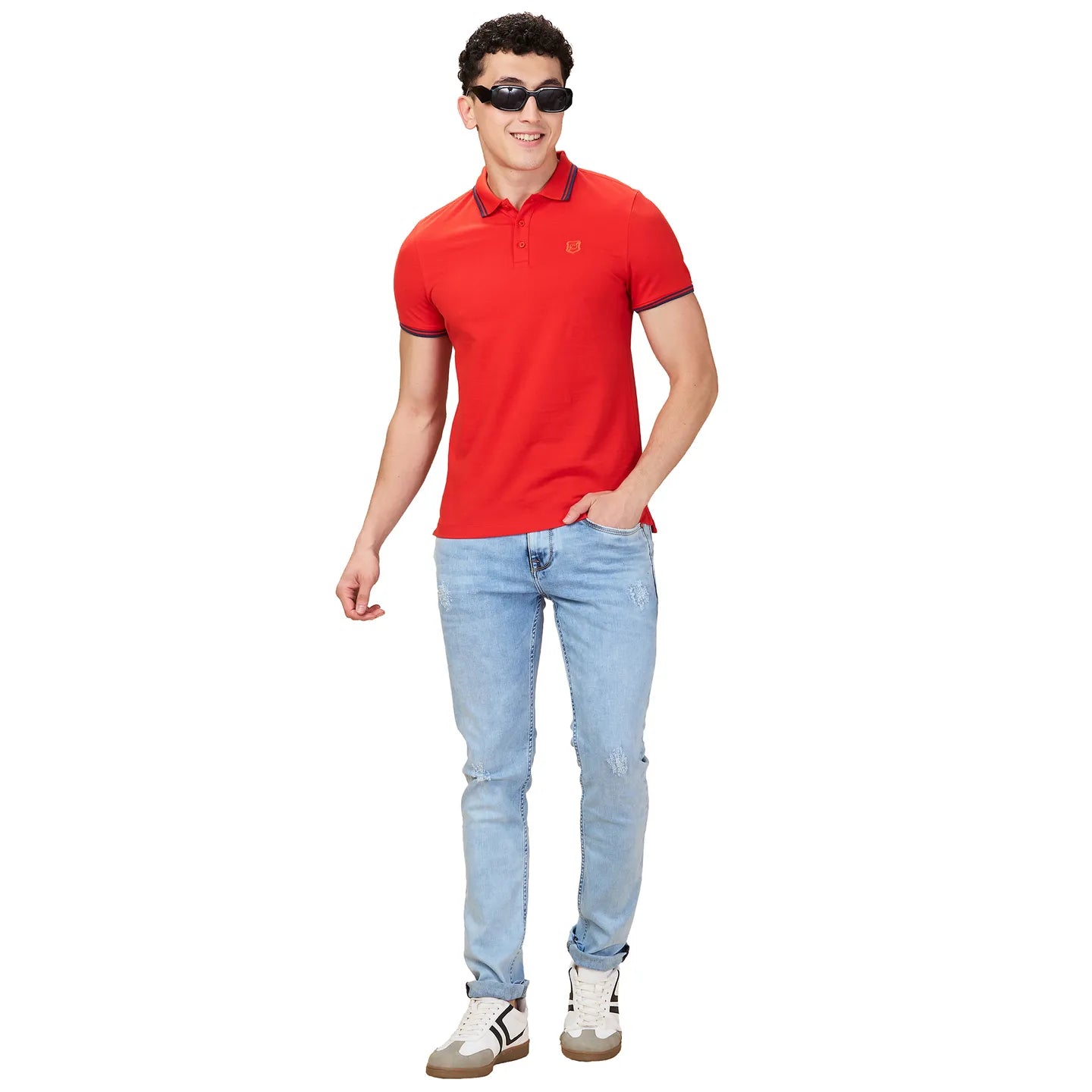 Being Human Clothing Men Red Solid Polo Neck T-Shirt