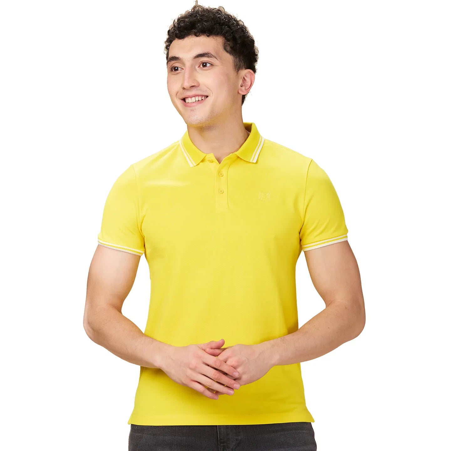 Being Human Clothing Men Yellow Solid Polo Neck T-Shirt