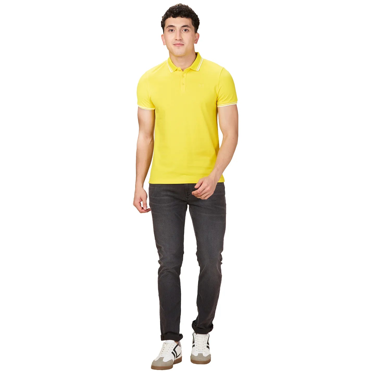 Being Human Clothing Men Yellow Solid Polo Neck T-Shirt