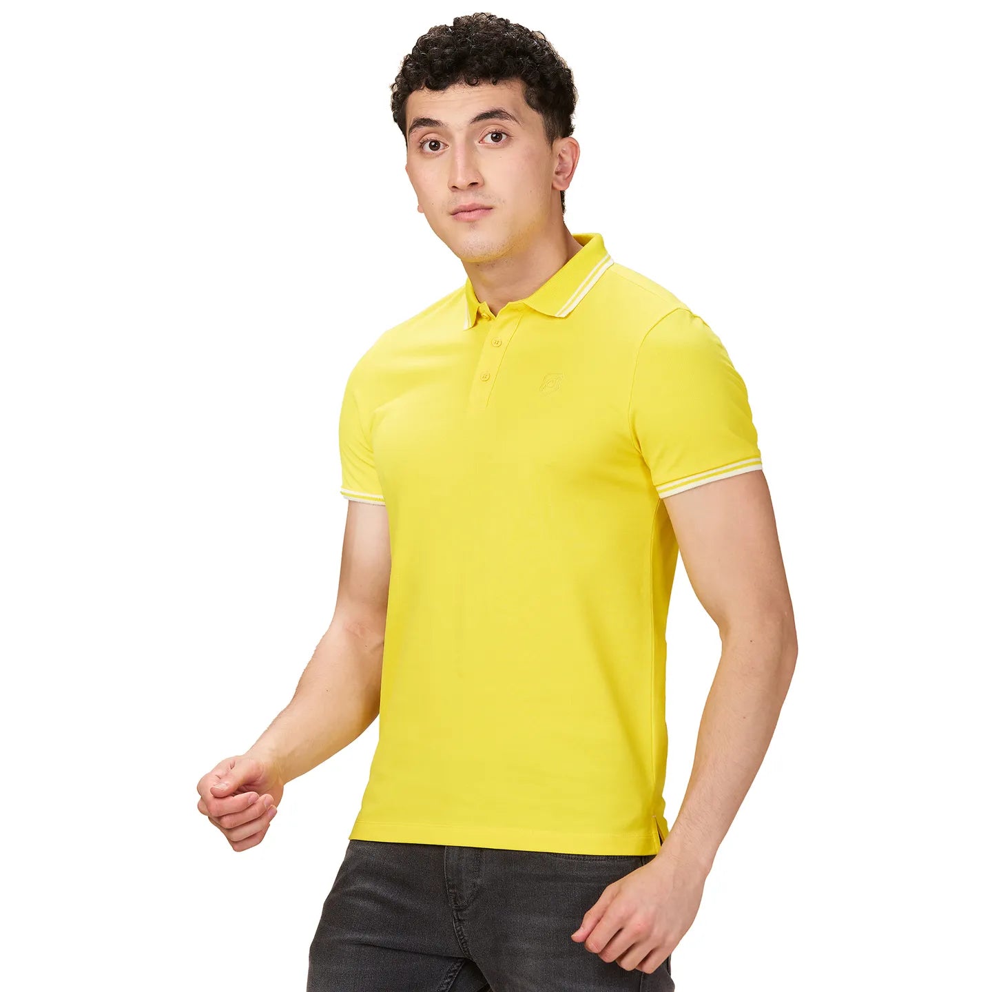Being Human Clothing Men Yellow Solid Polo Neck T-Shirt