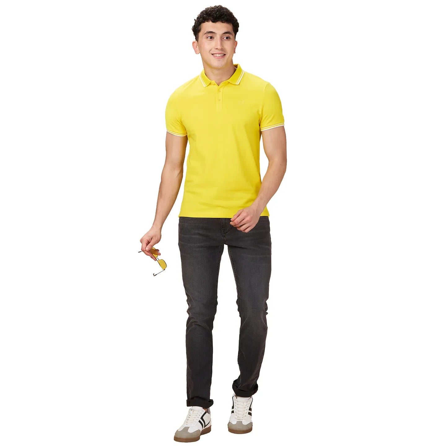 Being Human Clothing Men Yellow Solid Polo Neck T-Shirt