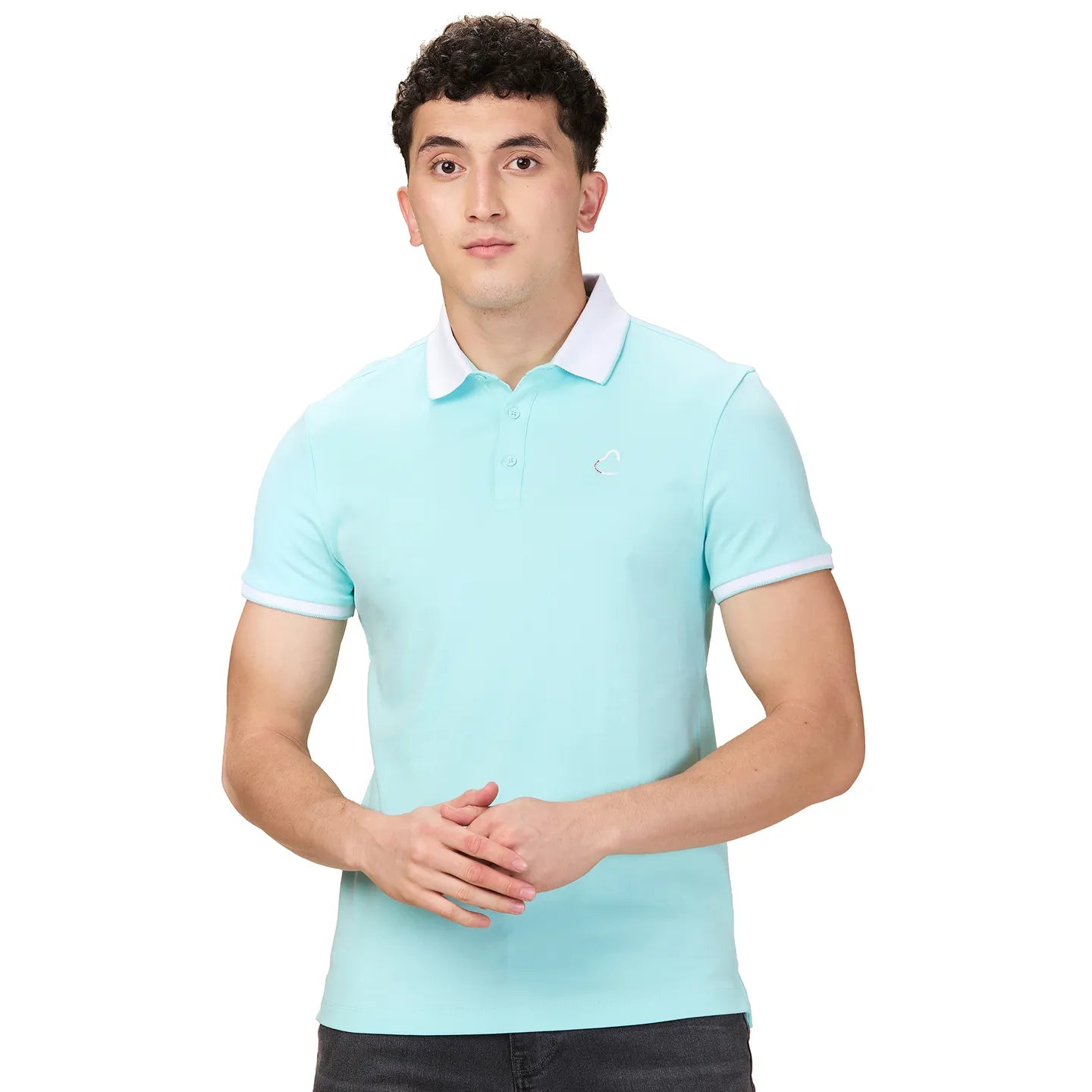 Being Human Clothing Men Blue Solid Polo Neck T-Shirt
