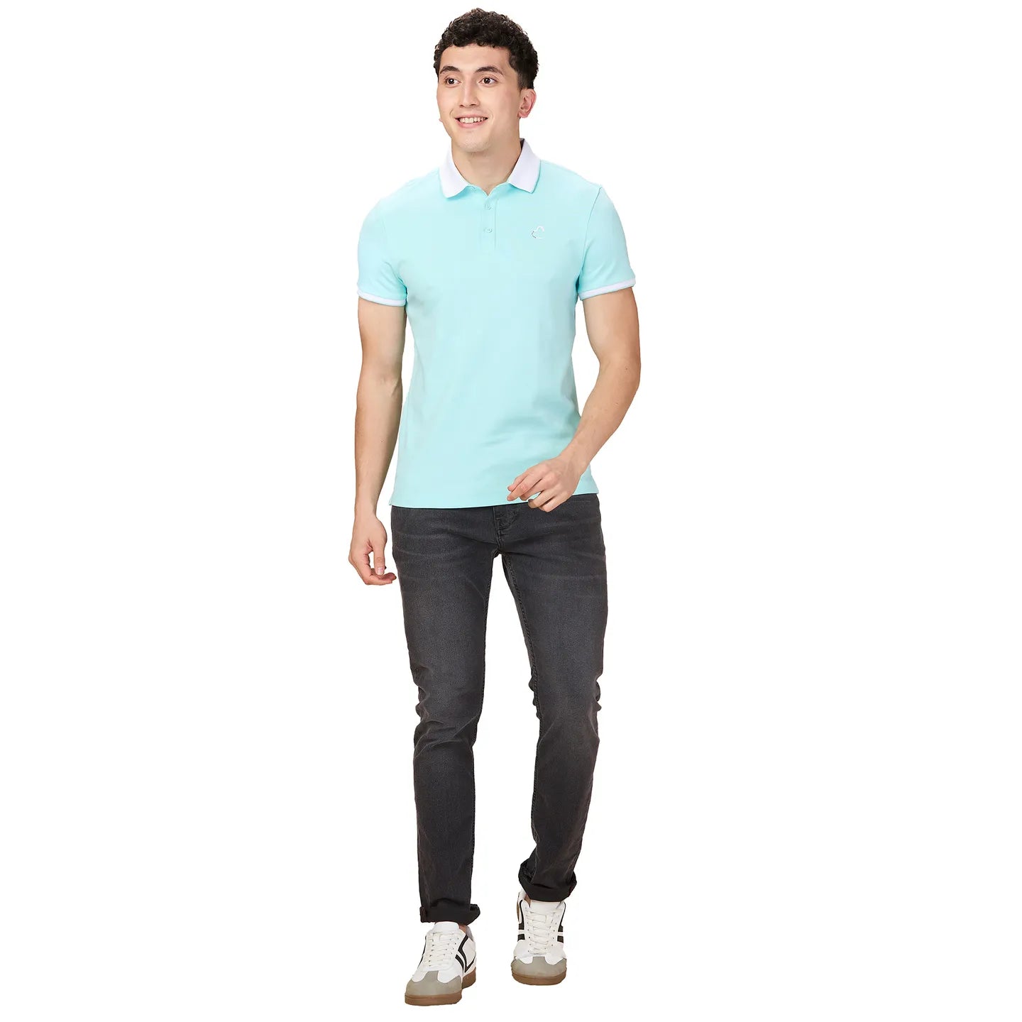 Being Human Clothing Men Blue Solid Polo Neck T-Shirt