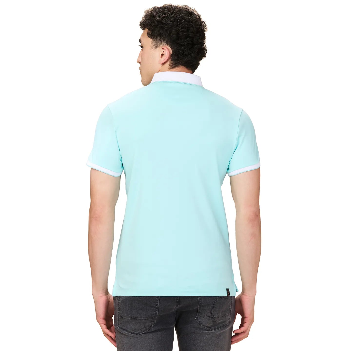 Being Human Clothing Men Blue Solid Polo Neck T-Shirt