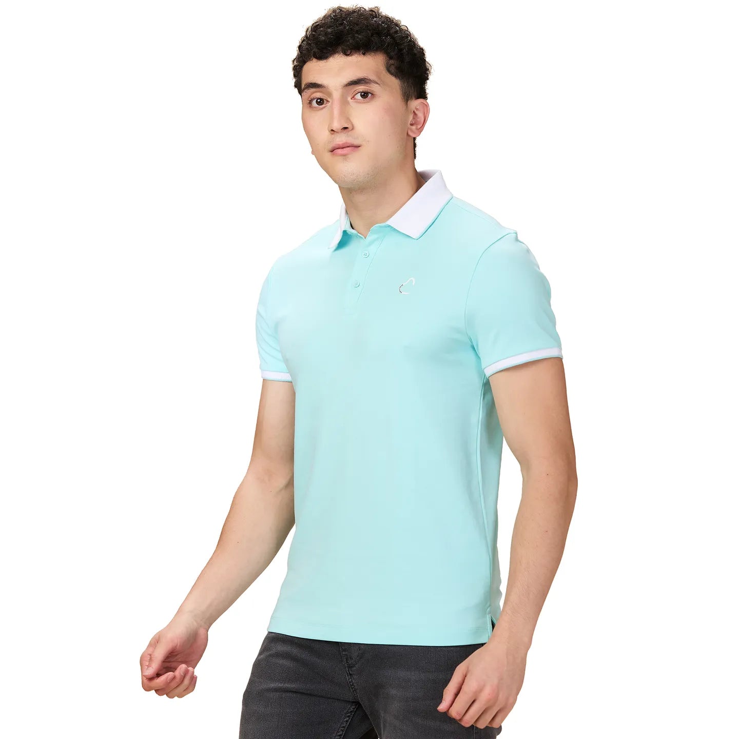 Being Human Clothing Men Blue Solid Polo Neck T-Shirt