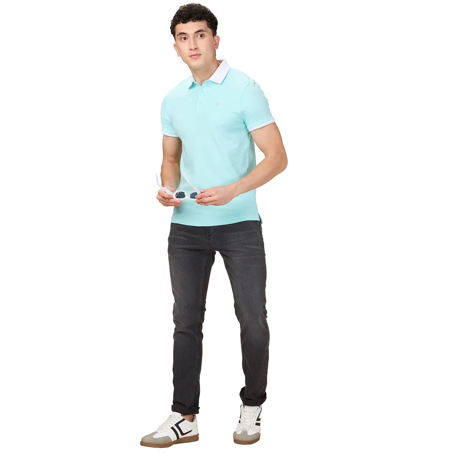 Being Human Clothing Men Blue Solid Polo Neck T-Shirt