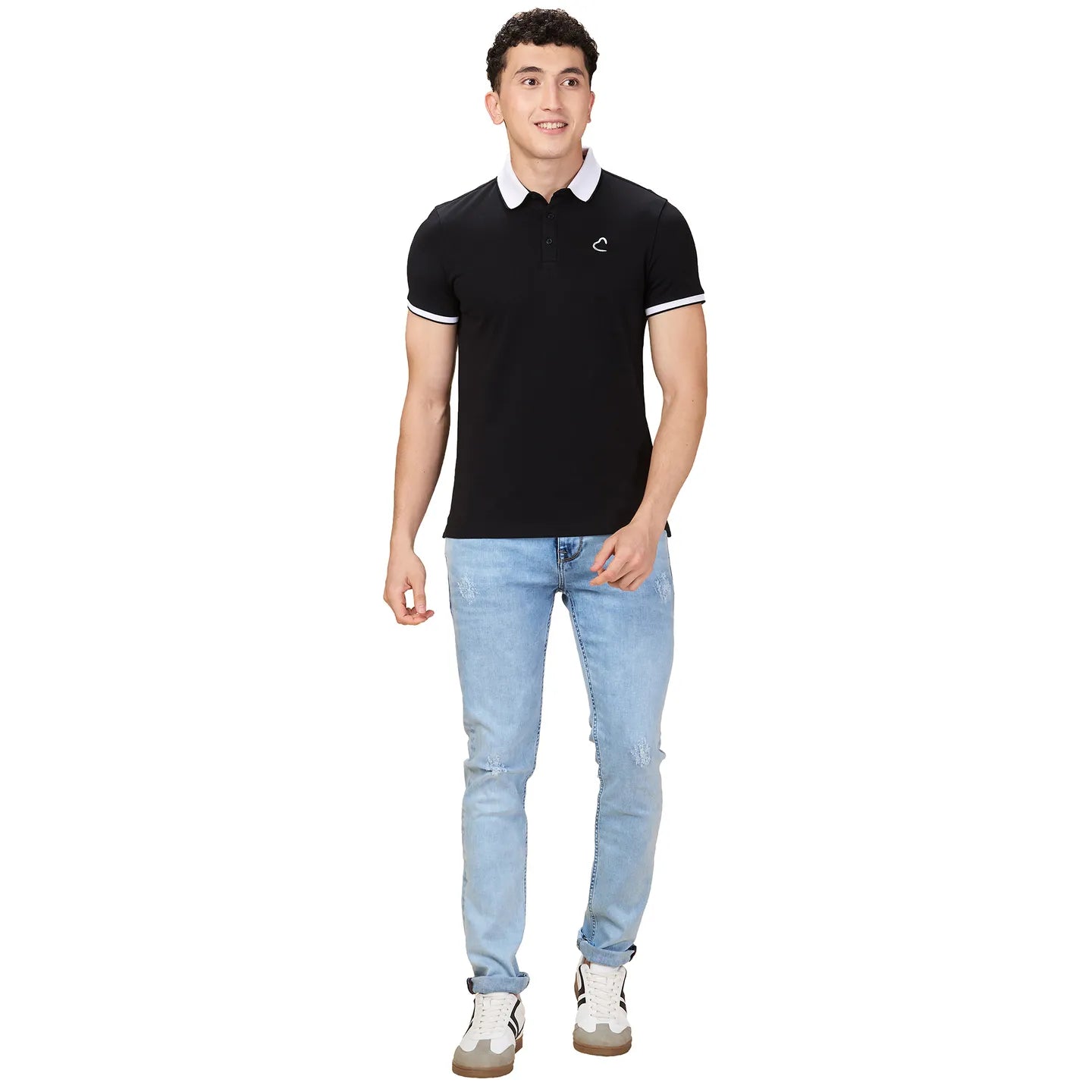 Being Human Clothing Men Black Solid Polo Neck T-Shirt