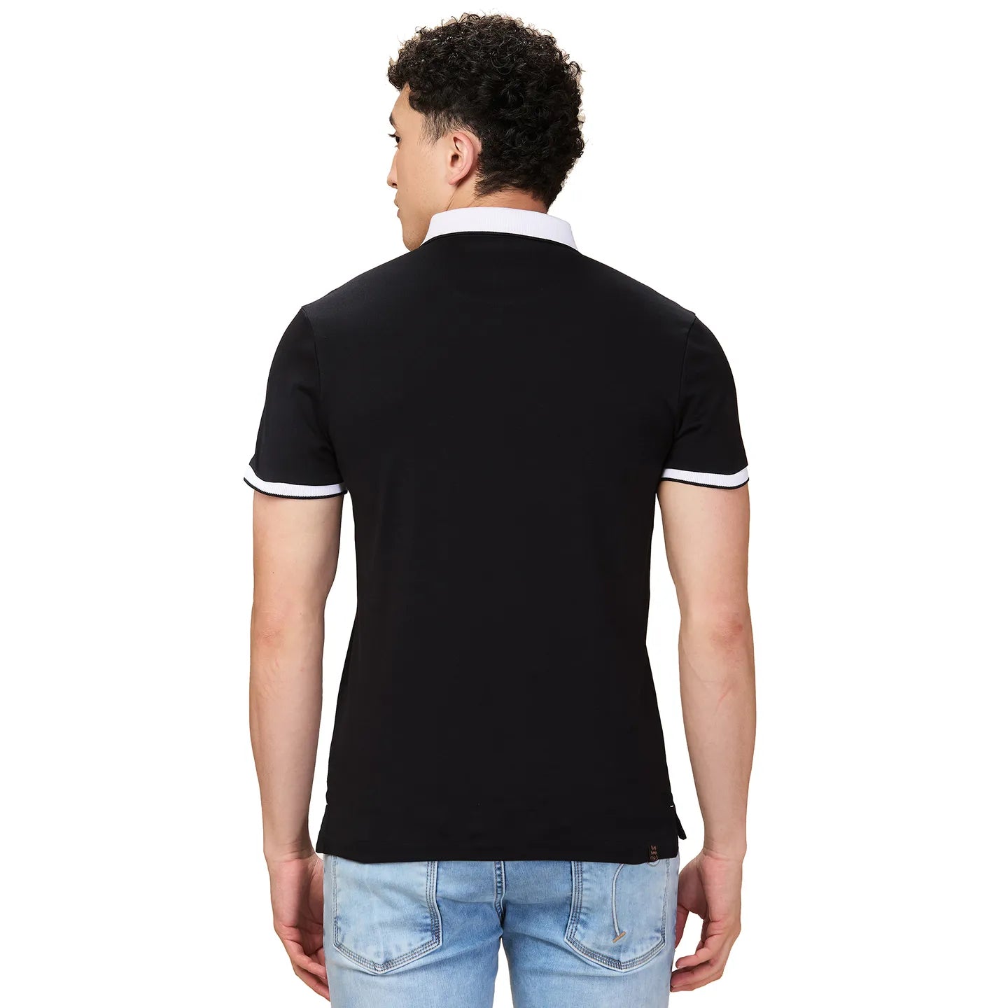 Being Human Clothing Men Black Solid Polo Neck T-Shirt