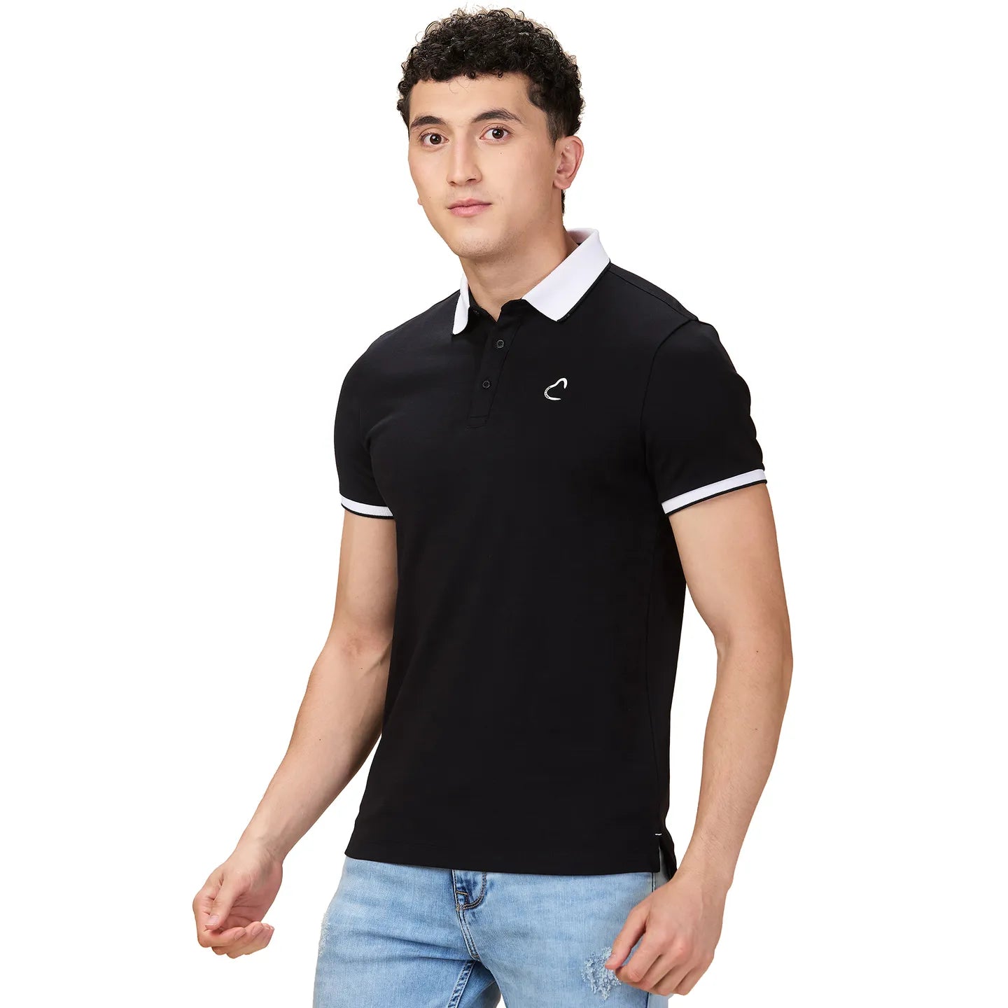 Being Human Clothing Men Black Solid Polo Neck T-Shirt