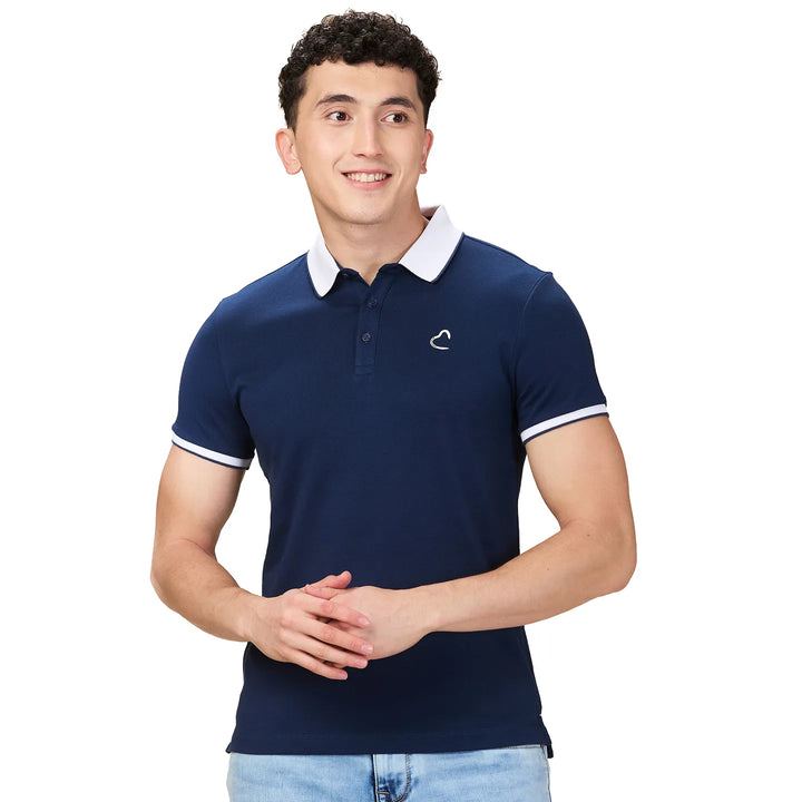 Navy Regular Fit Men's Polo T-shirt by Being Human Clothing