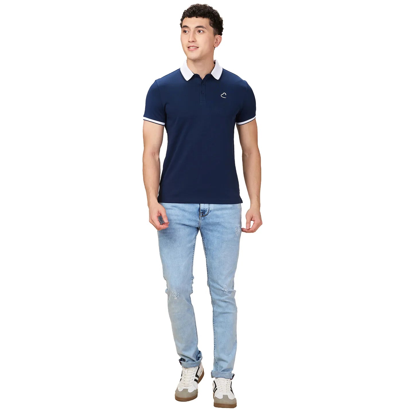 Being Human Clothing Men Blue Solid Polo Neck T-Shirt