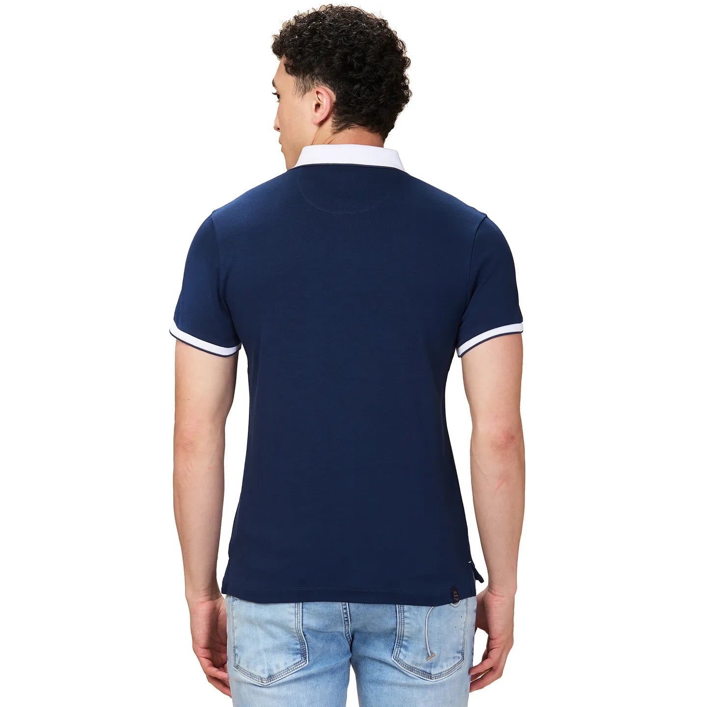 Being Human Clothing Men Blue Solid Polo Neck T-Shirt
