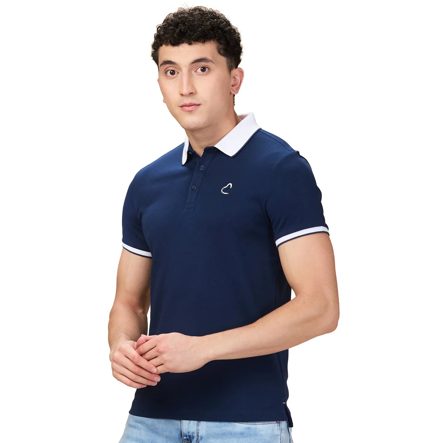 Being Human Clothing Men Blue Solid Polo Neck T-Shirt