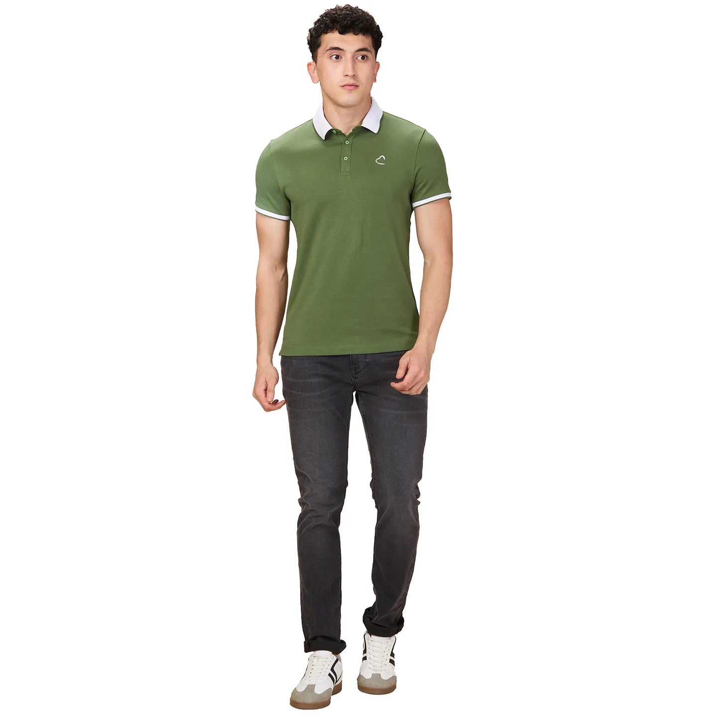 Being Human Clothing Men Green Solid Polo Neck T-Shirt