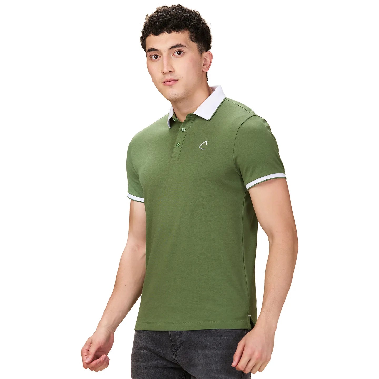 Being Human Clothing Men Green Solid Polo Neck T-Shirt