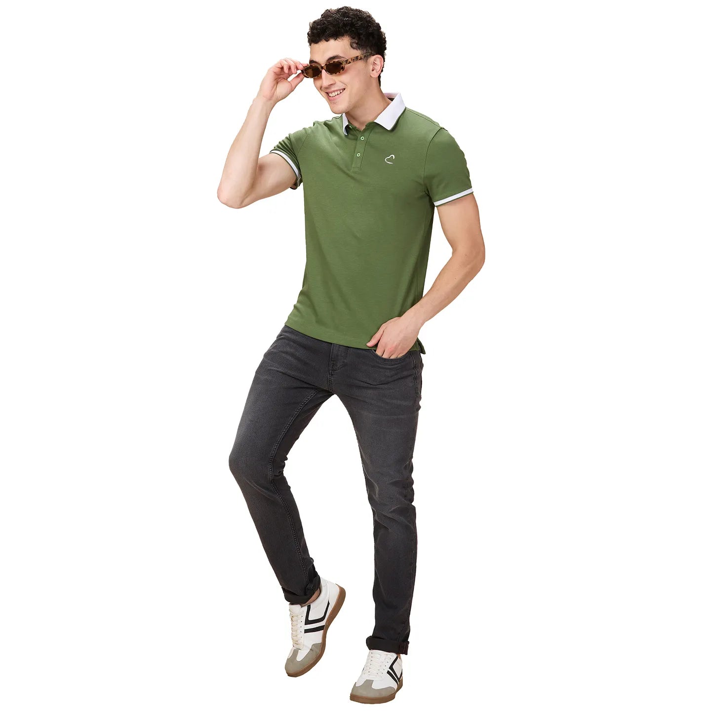 Being Human Clothing Men Green Solid Polo Neck T-Shirt