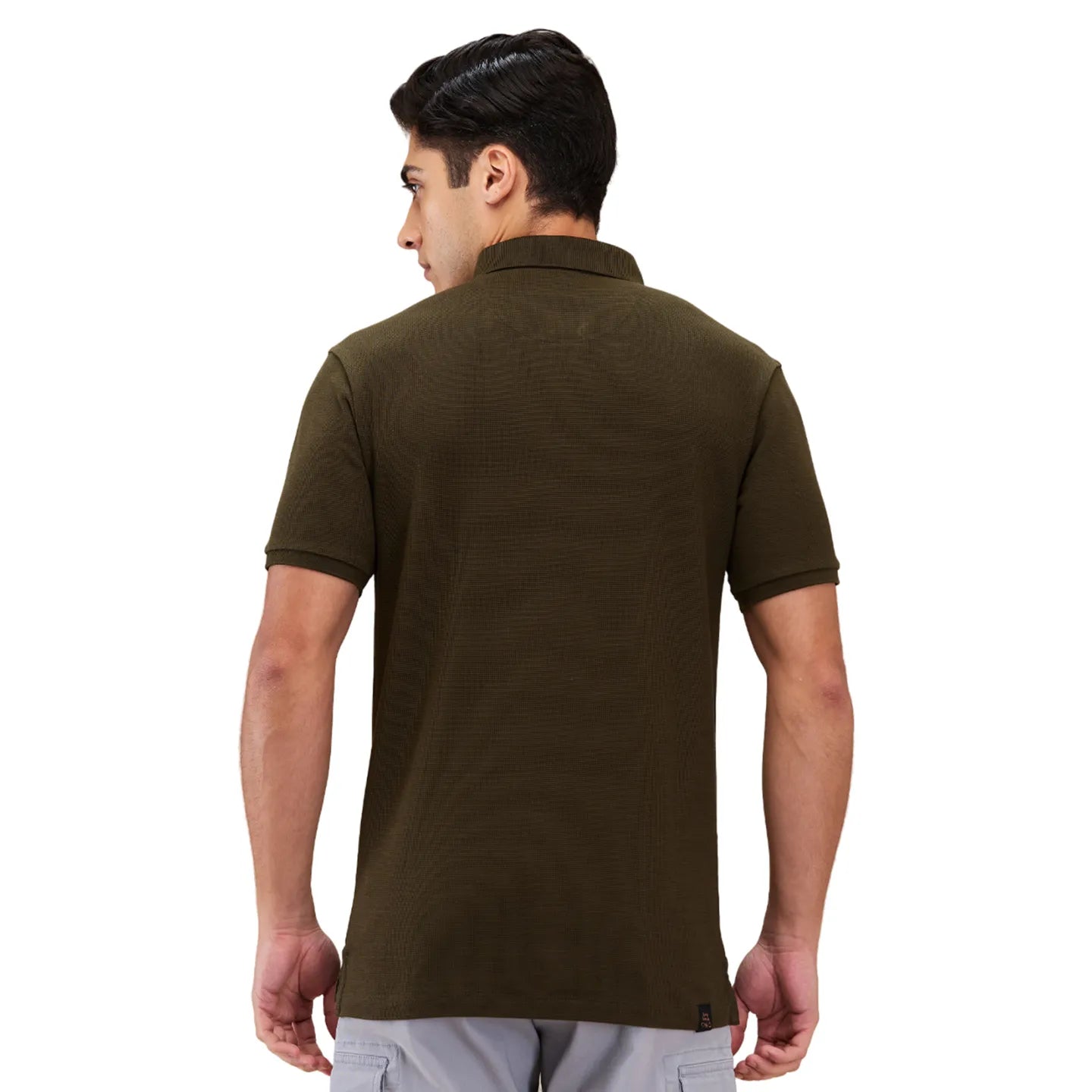 Being Human Clothing Men Brown Textured Polo Neck T-Shirt