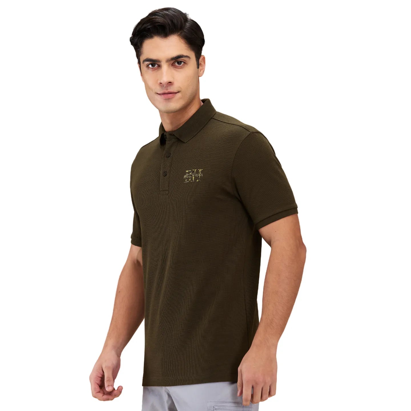 Being Human Clothing Men Brown Textured Polo Neck T-Shirt