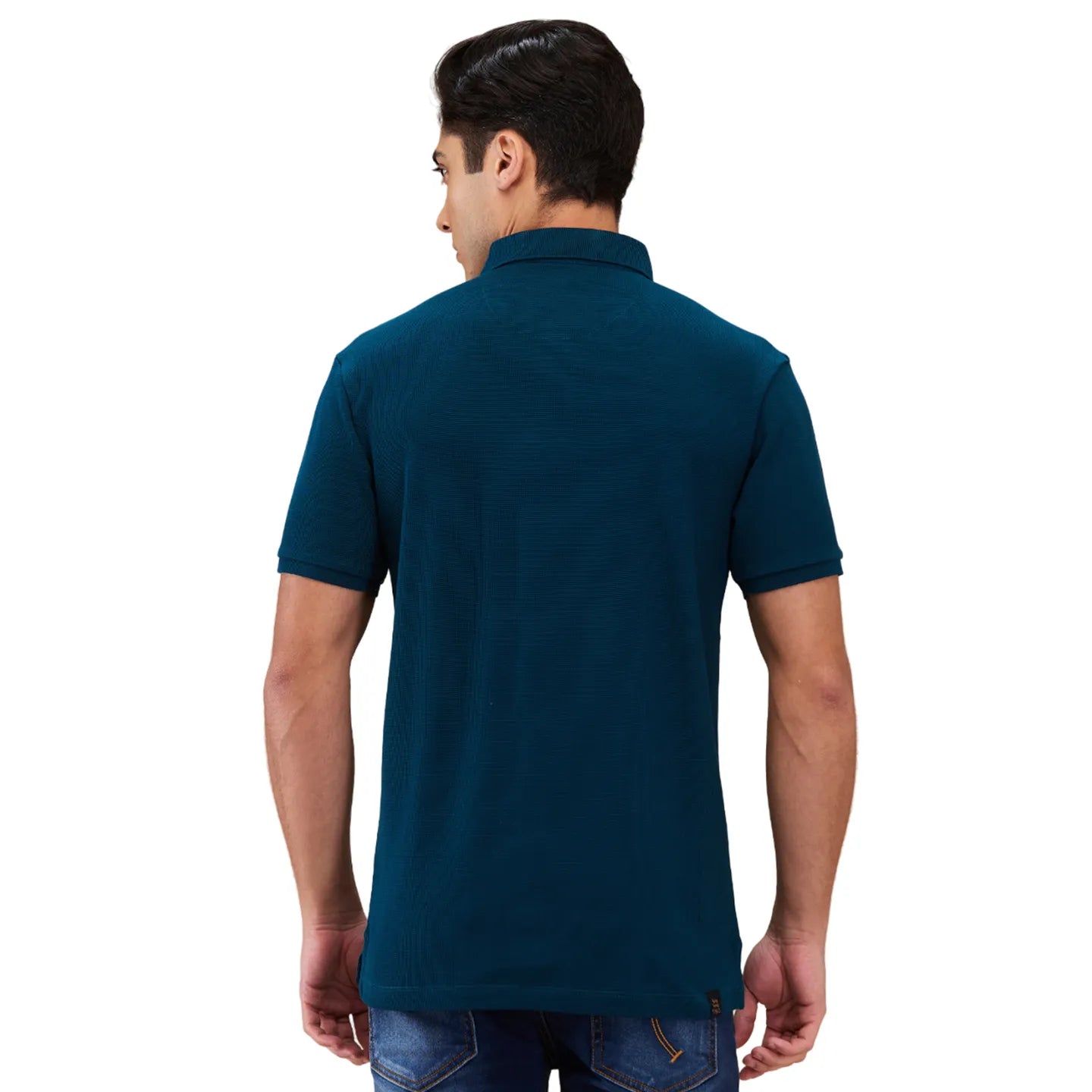 Being Human Clothing Men Green Textured Polo Neck T-Shirt