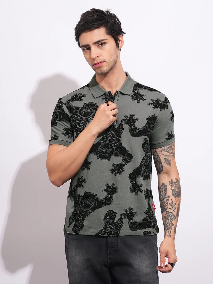 Grey Regular Fit Men's Polo T-shirt by Being Human Clothing