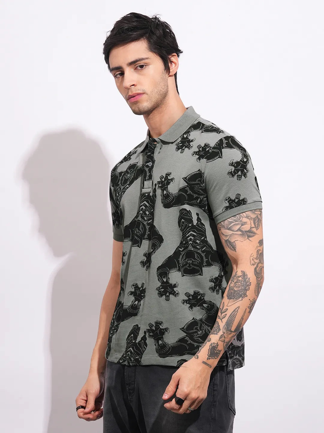 Being Human Clothing Men's Grey Captain America Polo T-shirt