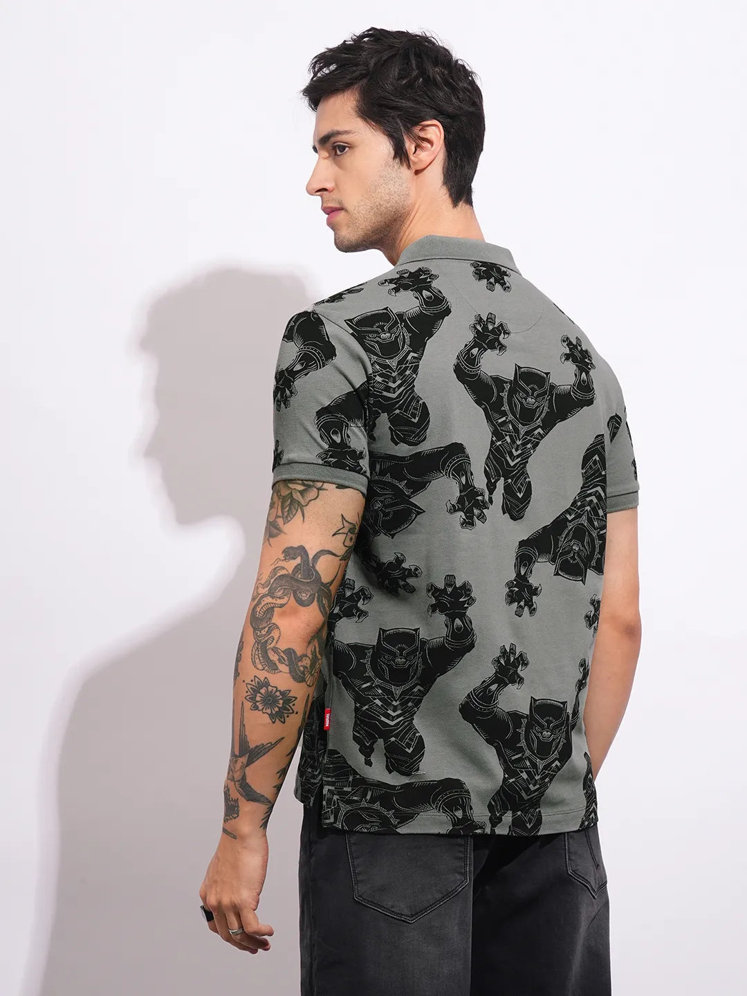 Being Human Clothing Men's Grey Captain America Polo T-shirt