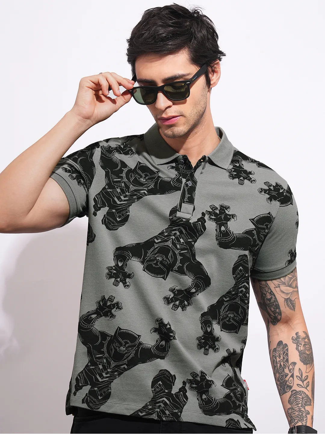 Being Human Clothing Men's Grey Captain America Polo T-shirt