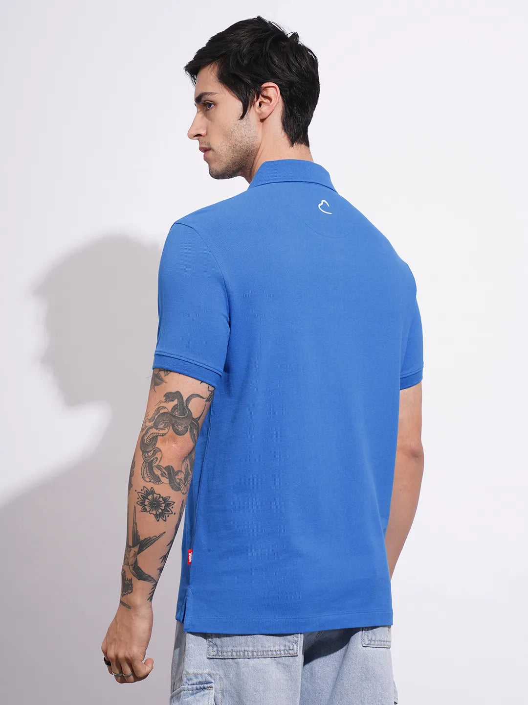 Being Human Clothing Men's Blue Captain America Polo T-shirt