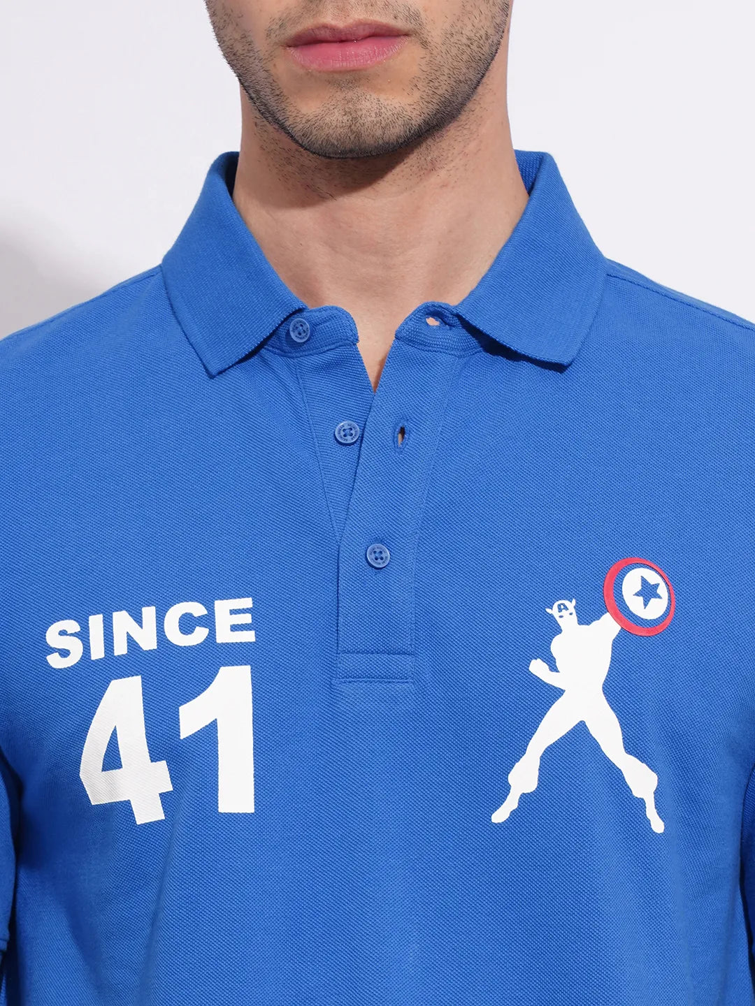 Being Human Clothing Men's Blue Captain America Polo T-shirt