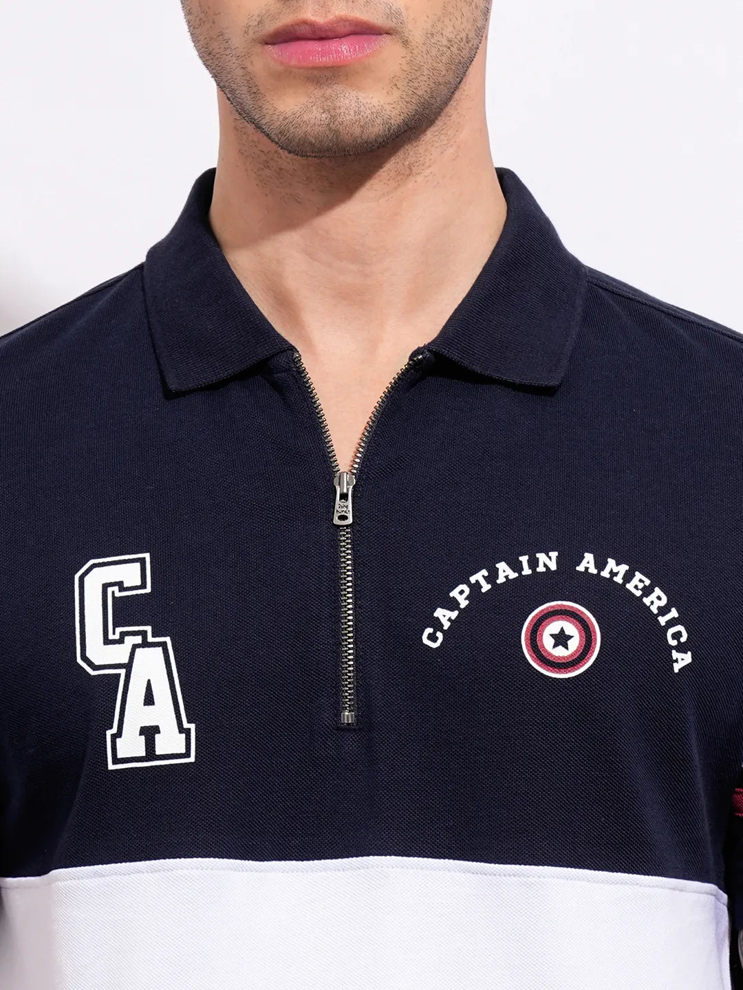 Being Human Clothing Men's Blue Captain America Polo T-shirt