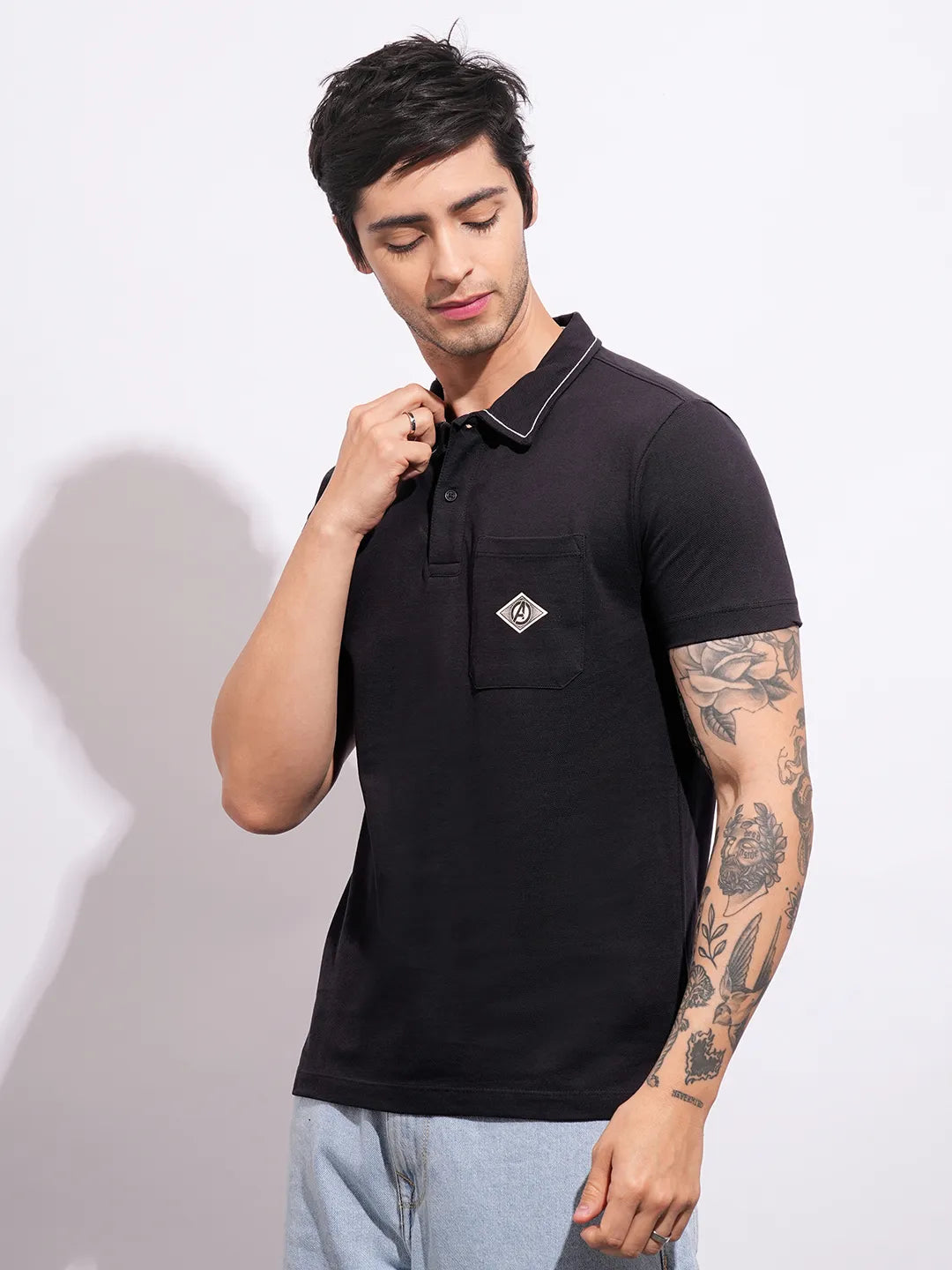 Being Human Clothing Men's Captain America Black Polo T-shirt