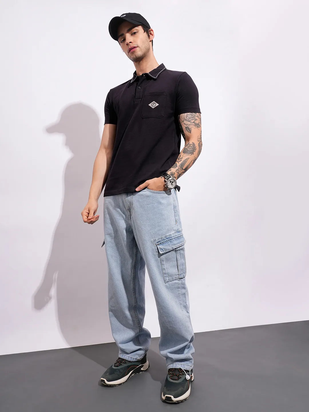 Being Human Clothing Men's Captain America Black Polo T-shirt