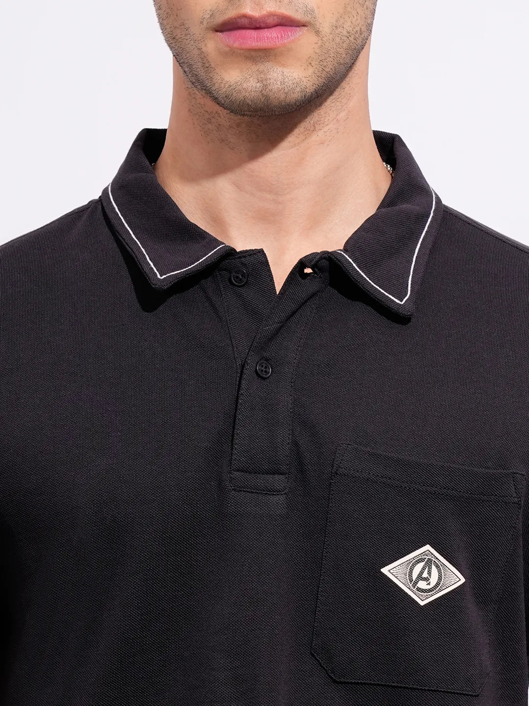 Being Human Clothing Men's Captain America Black Polo T-shirt