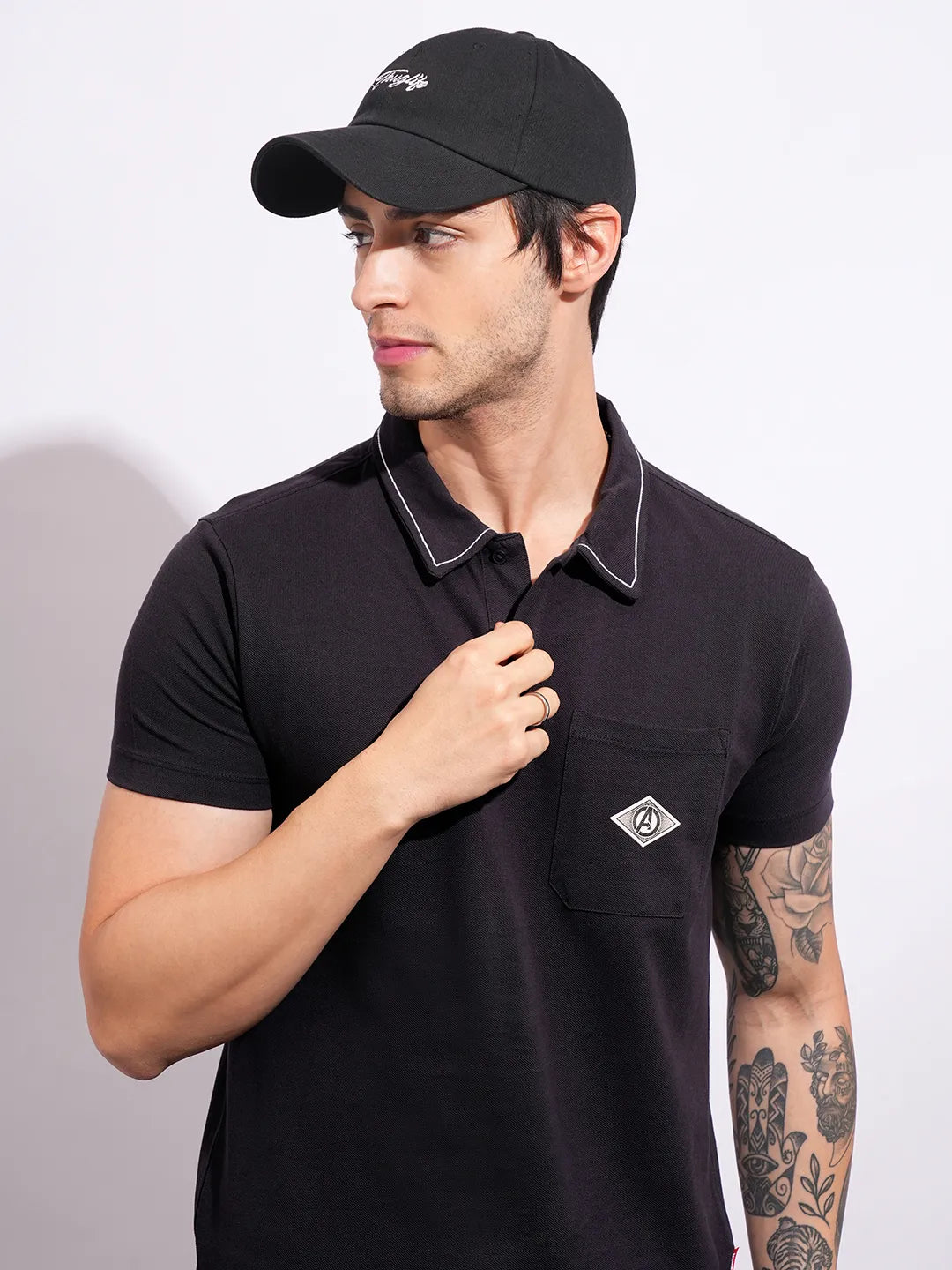 Being Human Clothing Men's Captain America Black Polo T-shirt