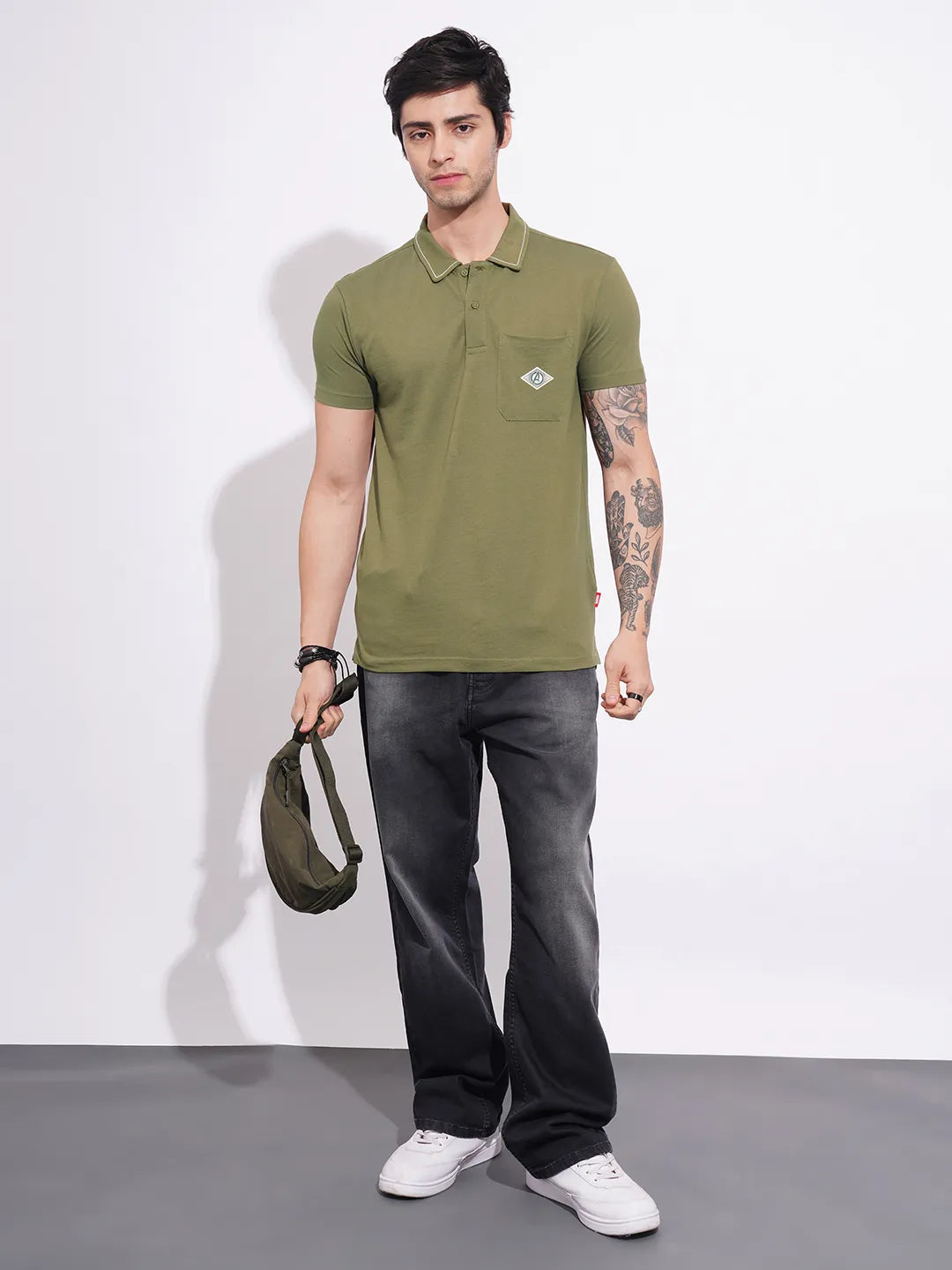 Being Human Clothing Men's Olive Captain America Polo T-shirt